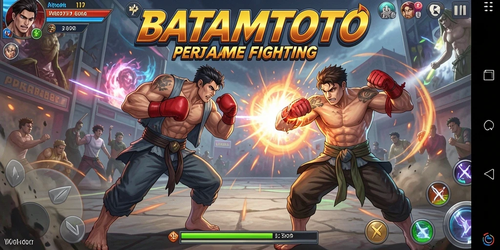 Tampilan pertarungan seru dalam game BATAMTOTO dengan berbagai karakter.