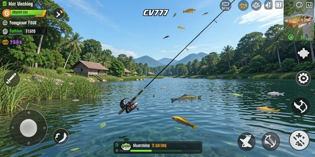 Tampilan gameplay CV777 dengan aksi memancing yang seru dan grafis menawan.