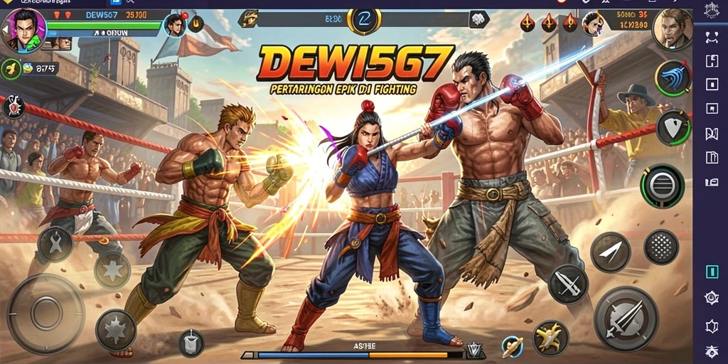 Screenshot DEWI567 menunjukkan pertarungan seru dengan karakter epik.
