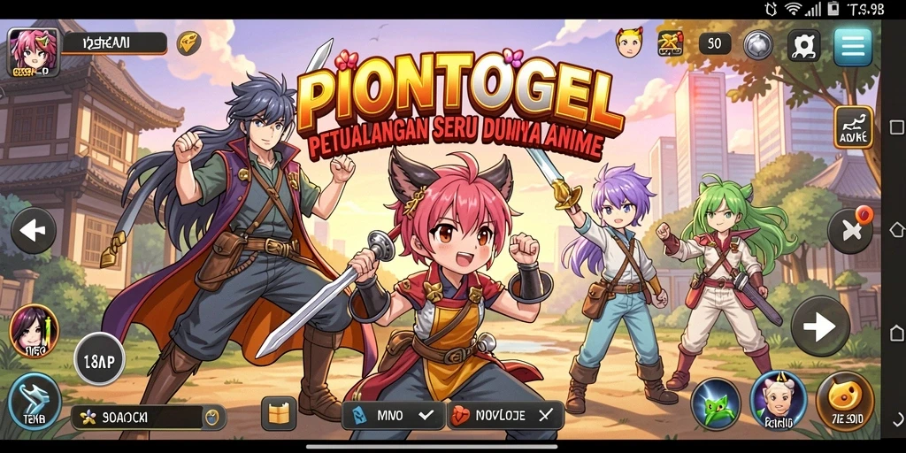 Screenshot gameplay PIONTOGEL yang menunjukkan aksi seru dan karakter anime.