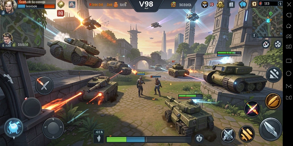 Tampilan gameplay V98 yang menegangkan dan mendebarkan strategi.
